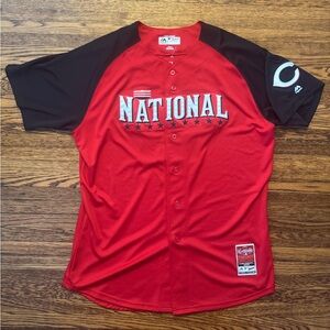 AUTHENTIC CINCINNATI REDS NATIONAL Majestic Red and Black League JERSEY like new